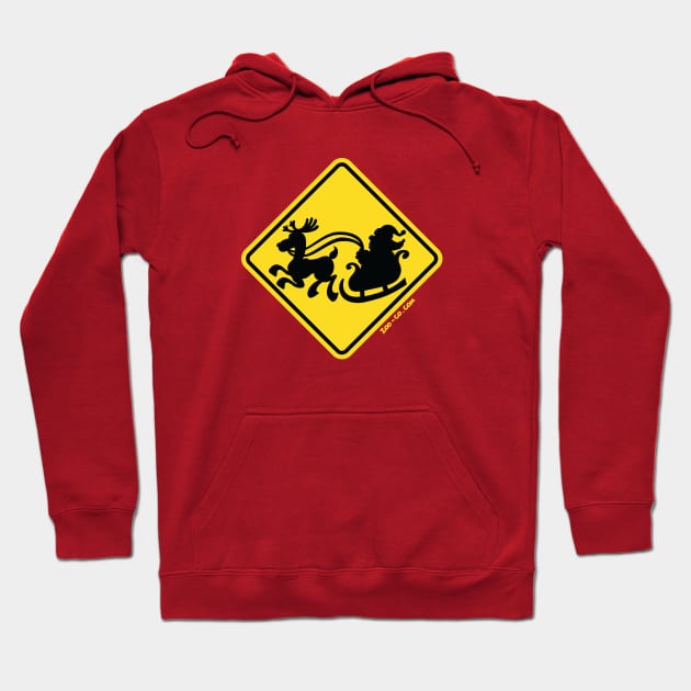 Warning Santa Claus on the road! Christmas is around the corner! Hoodie by zooco